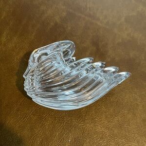 Crystal Swan Trinket, Vanity Box with Lid, Art Deco Style